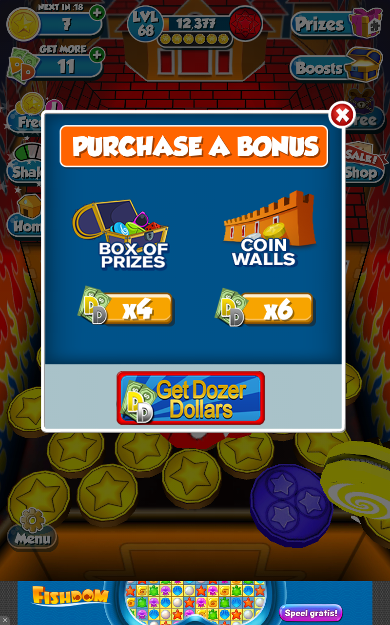 Screenshot pour montrer les bonus achetables avec les Dozen Dollars